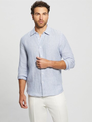GUESS Slim fit Button Up Shirt in Blue: front