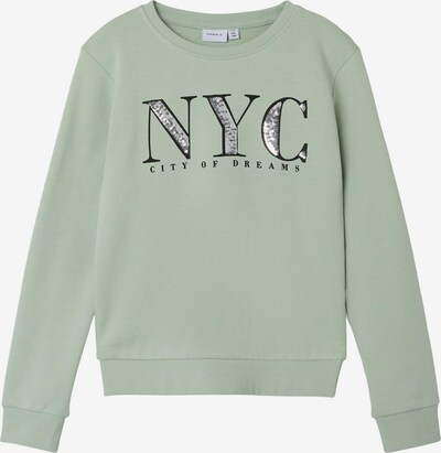 NAME IT Sweatshirt i pastelgrøn / sort / sølv, Produktvisning