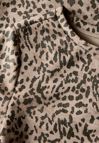 Street One Studio Velours-Kleid mit Leo-Print in Braun