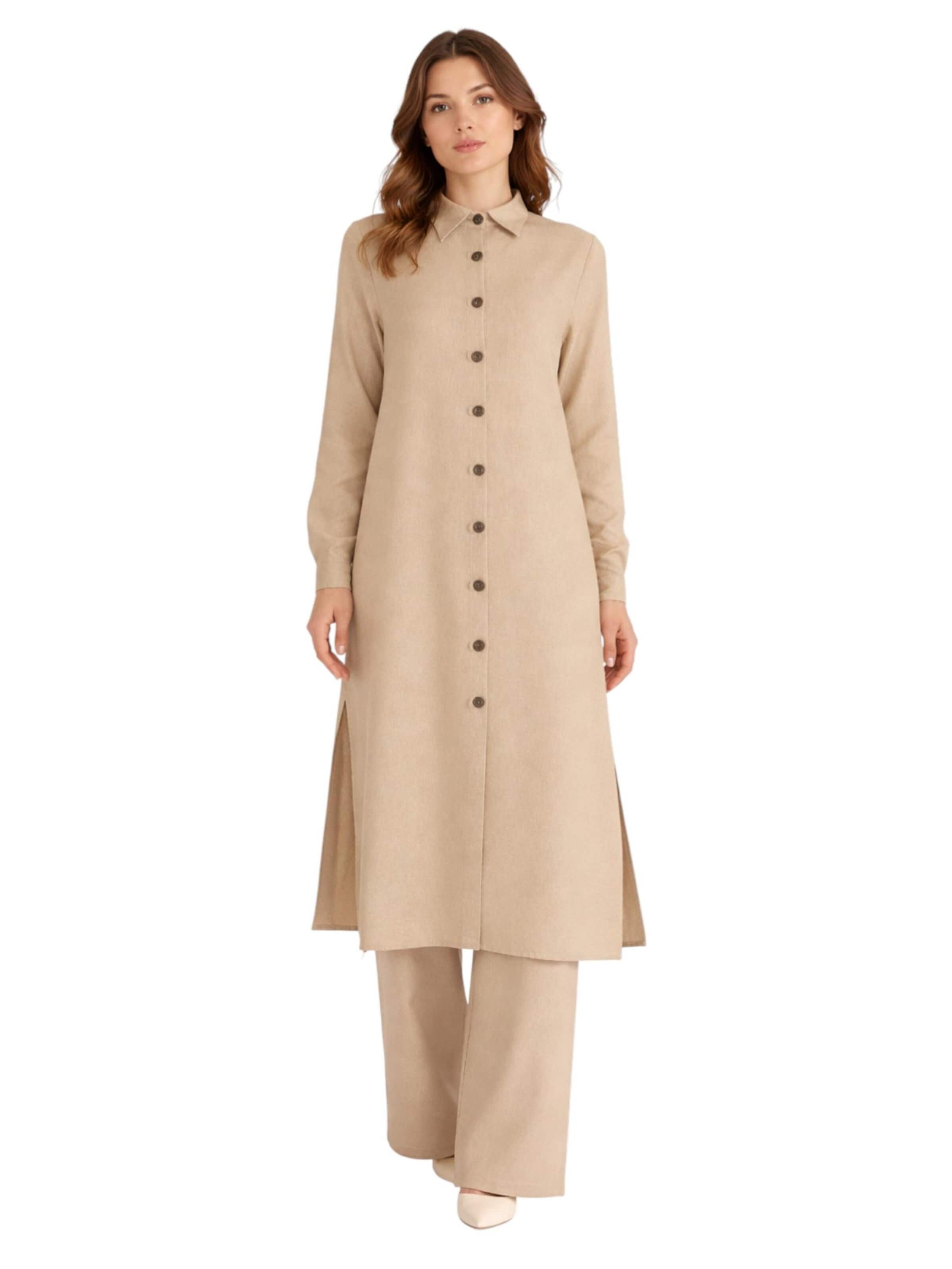 Tunique 'LeaLinen' fashionshowcase en beige : devant