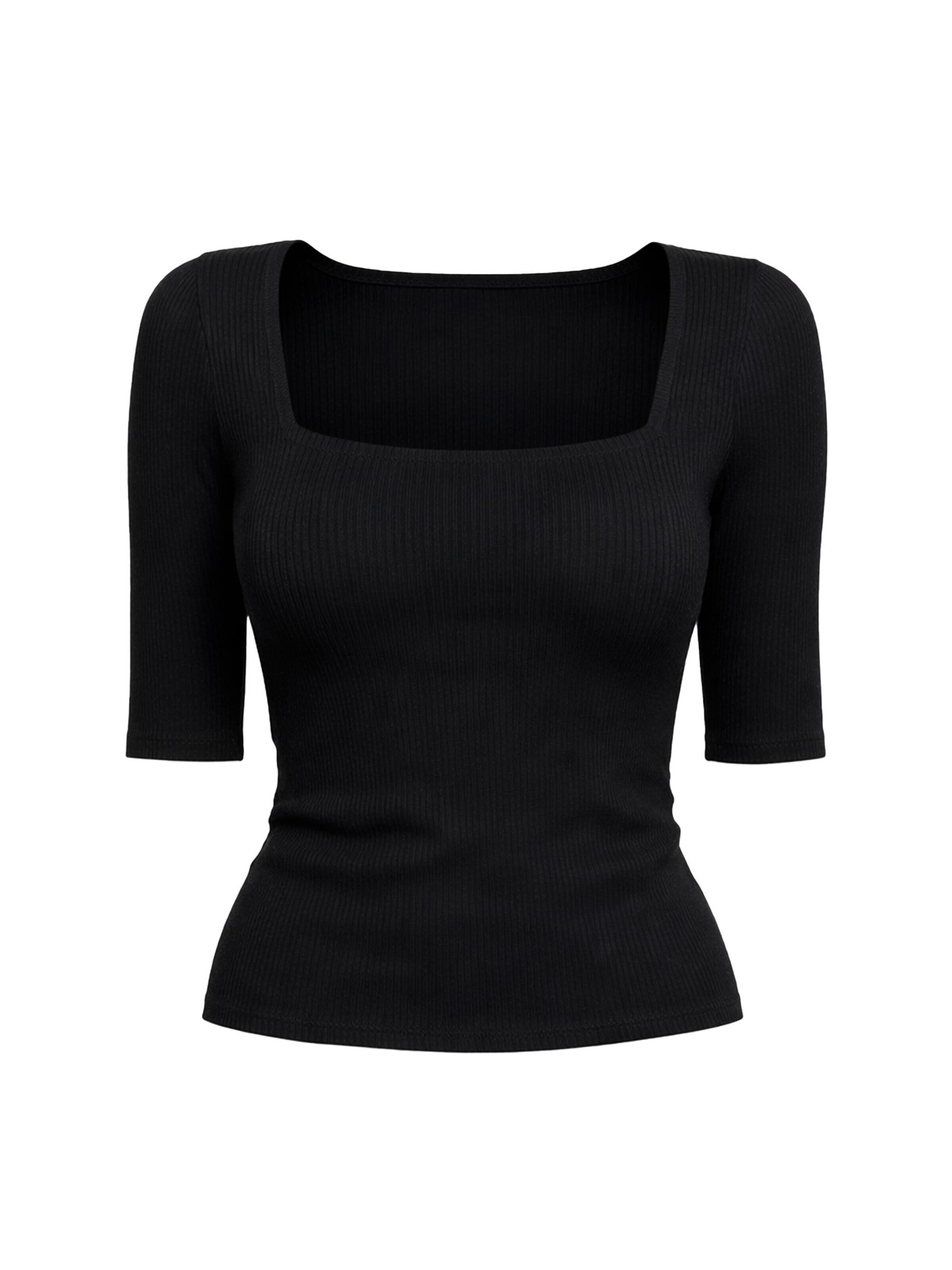 PANTHEROAR Shirt 'Caro Neck Short Sleeve Top'‌‌‌‌‌‌ in Schwarz: Vorderseite