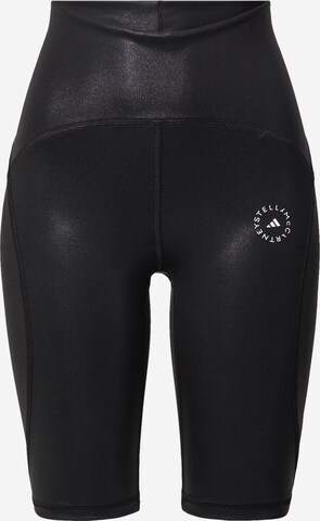 ADIDAS BY STELLA MCCARTNEY Skinny Sportbroek 'Shiny Cycling' in Zwart: voorkant