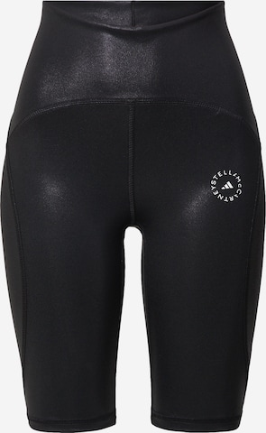 ADIDAS BY STELLA MCCARTNEY - Skinny Pantalón deportivo 'Shiny Cycling' en negro: frente