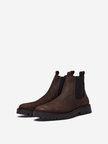 SELECTED HOMME Chelsea boots 'Ricky' i brun