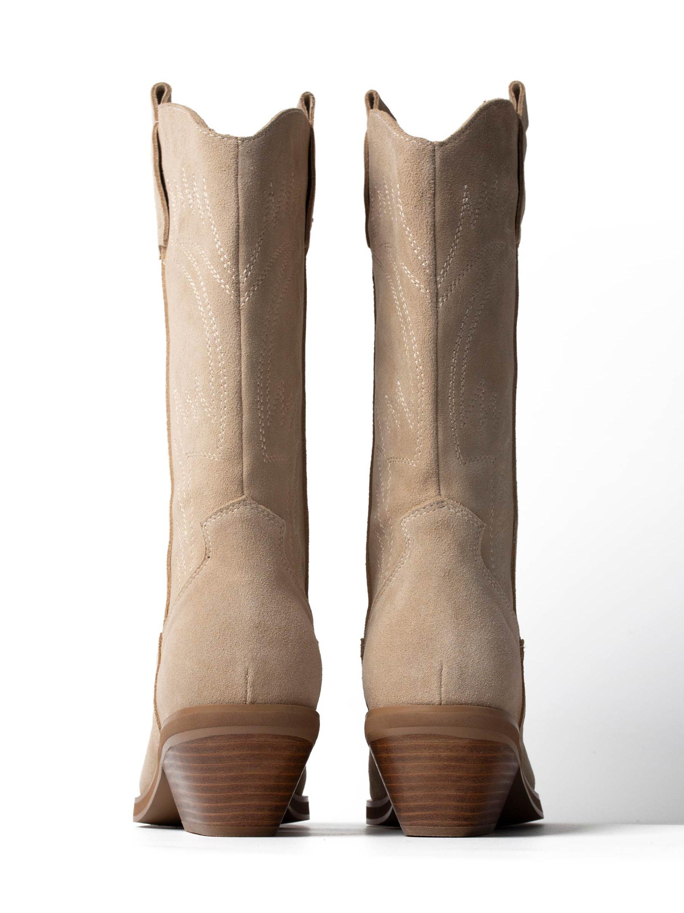 L37 HANDMADE SHOES Enkellaarsje 'HOLLY LEAVES' in Beige