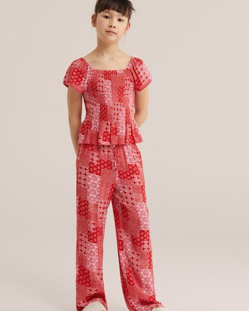 WE Fashion Ohlapna forma Hlače | rdeča barva