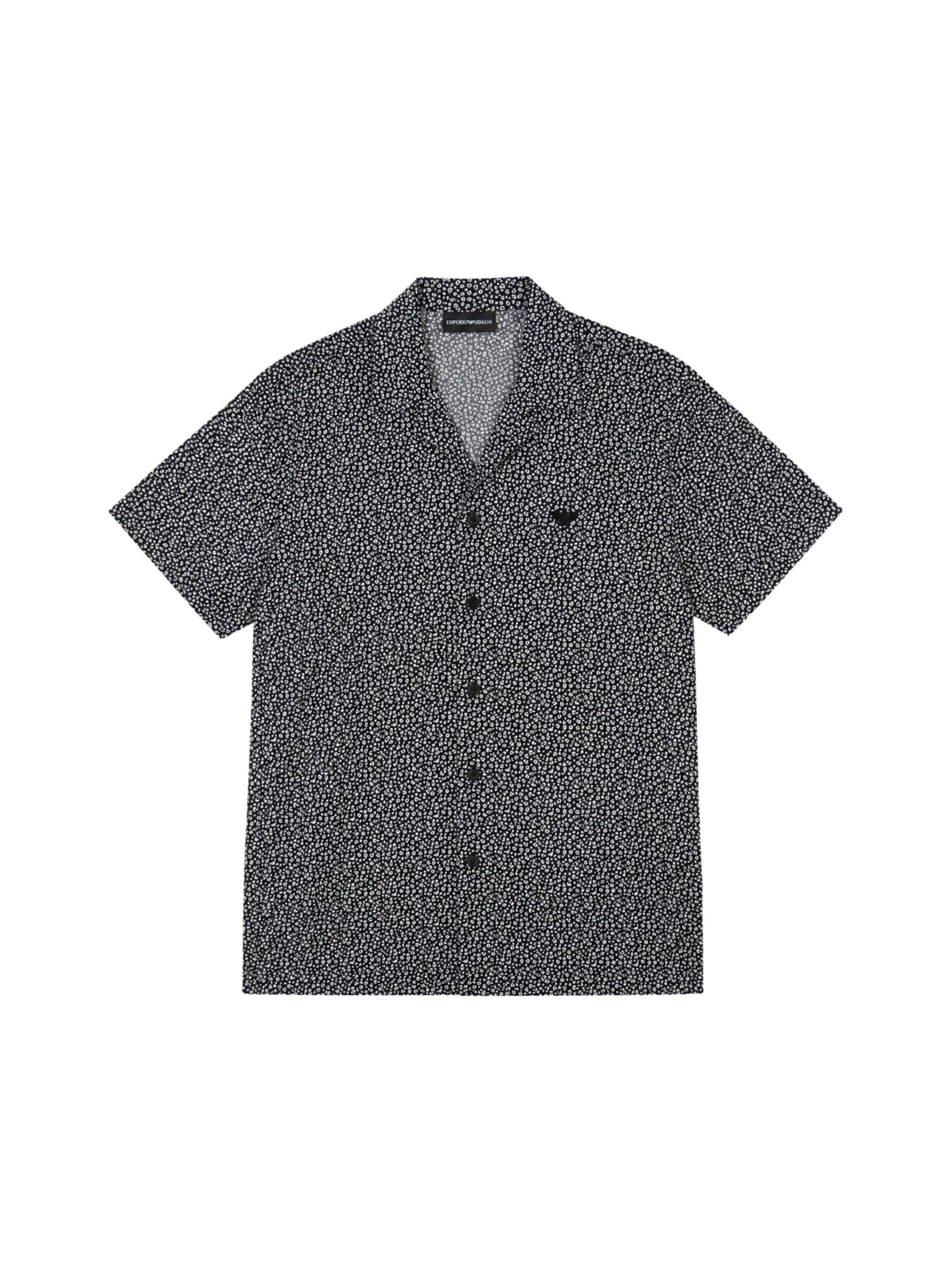 Emporio Armani - Camisa 'Beachwear Mix Pattern Shirt' en negro: frente