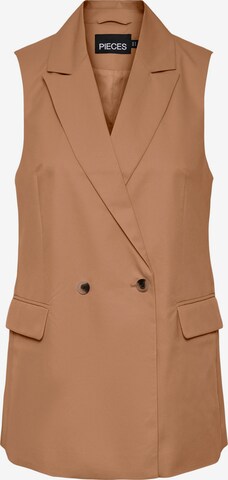 Gilet da completo 'Tally' di PIECES in marrone: frontale