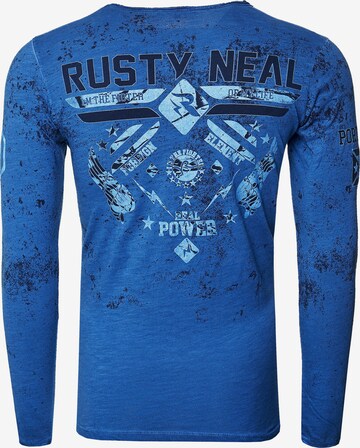 Rusty Neal Langarmshirt mit angesagten Prints in Blau