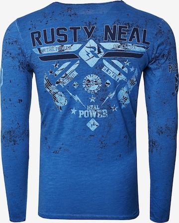 Rusty Neal Langarmshirt mit angesagten Prints in Blau