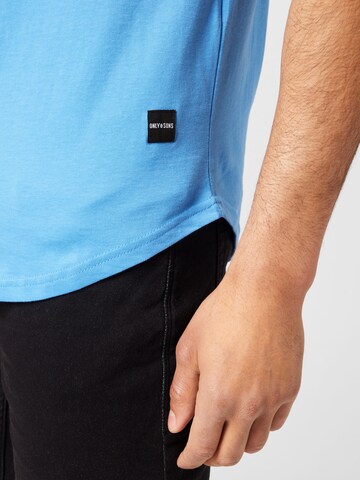 Only & Sons Regular Fit T-Shirt 'Matt' in Blau