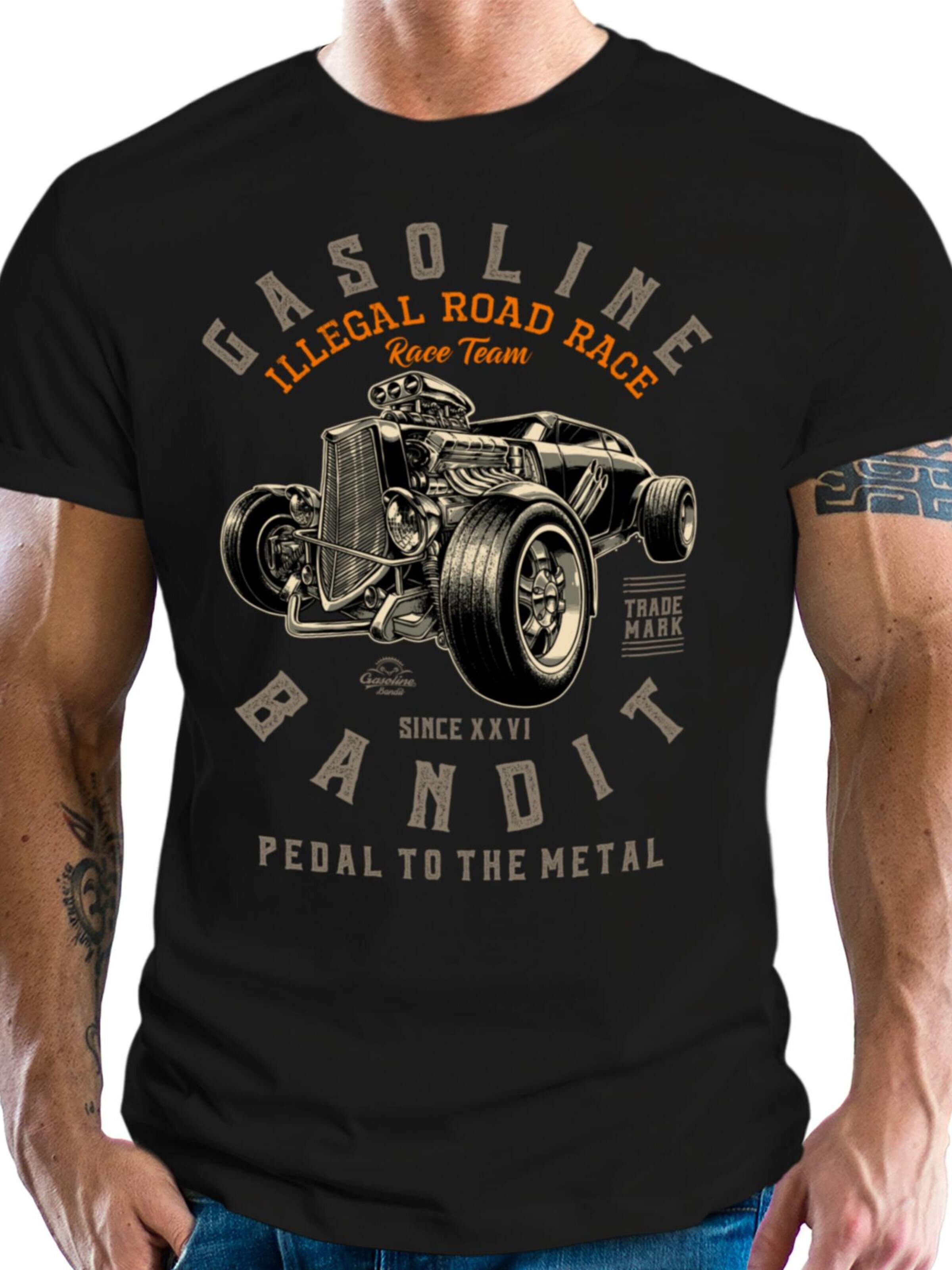 Gasoline Bandit Shirt 'Road Race'‌‌‌‌‌‌‌‌‌‌ in Schwarz: Vorderseite