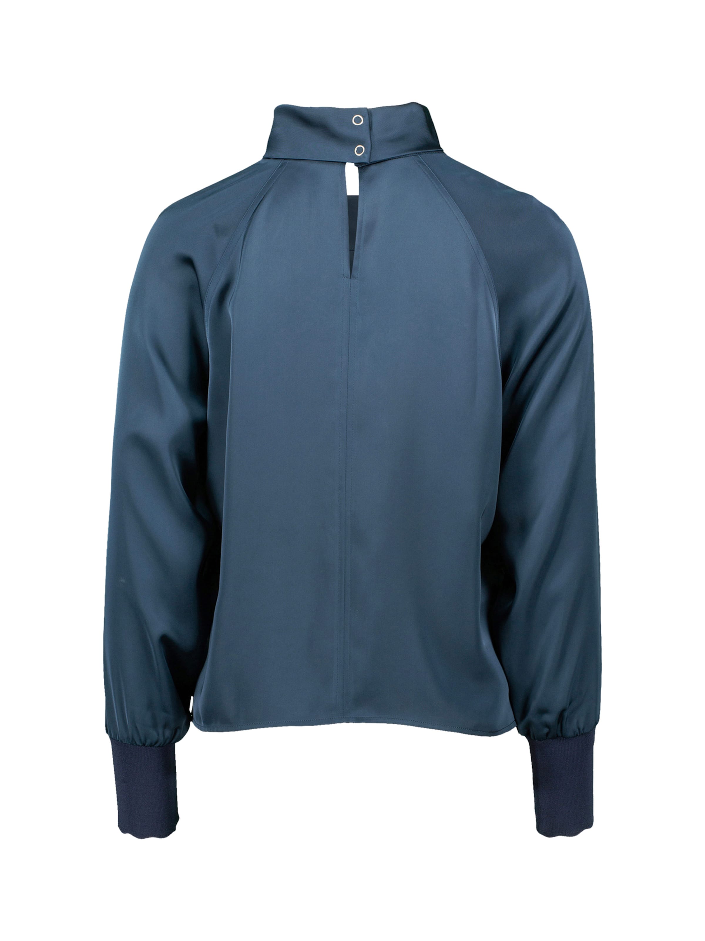 zero Satinbluse mit Stehkragen in Blau