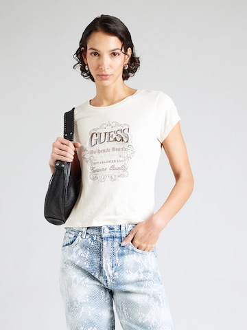 GUESS Μπλουζάκι 'GENUINE' σε μπεζ: μπροστά