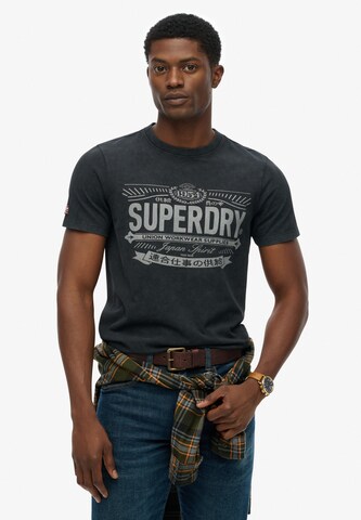 Superdry Shirt 'Heritage' in Zwart: voorkant