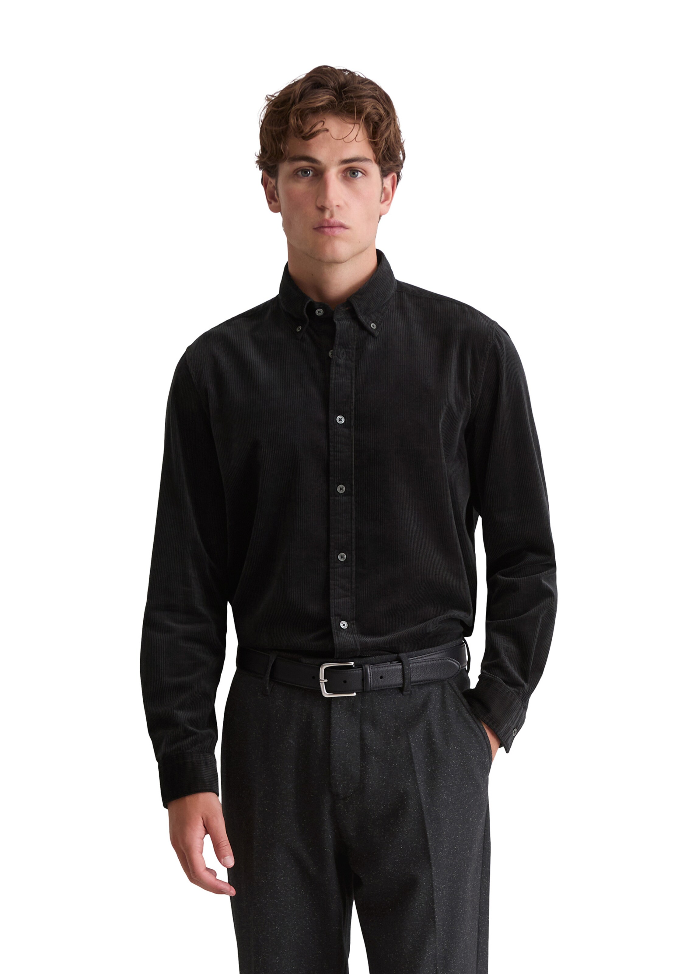 Marc O'Polo Regular Fit Hemd in Schwarz: Vorderseite