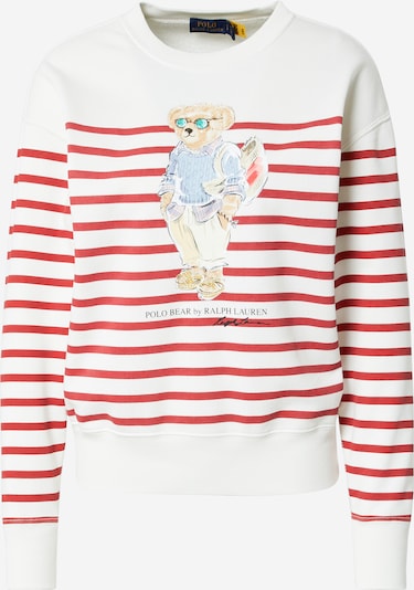 Polo Ralph Lauren Sweater majica u pijesak / svijetloplava / crvena / prljavo bijela, Pregled proizvoda