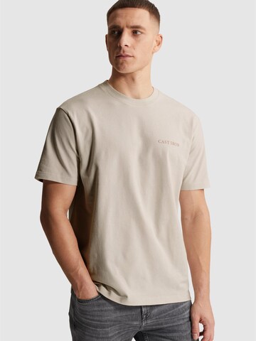CAST IRON Paita 'T-shirt in jersey with off-placed logo' värissä beige