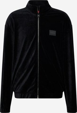 HUGO Sweat jacket 'Damtor' in Black: front