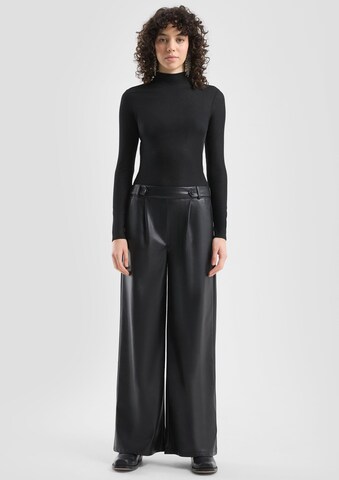 Wide Leg Pantalon à pince QS en noir