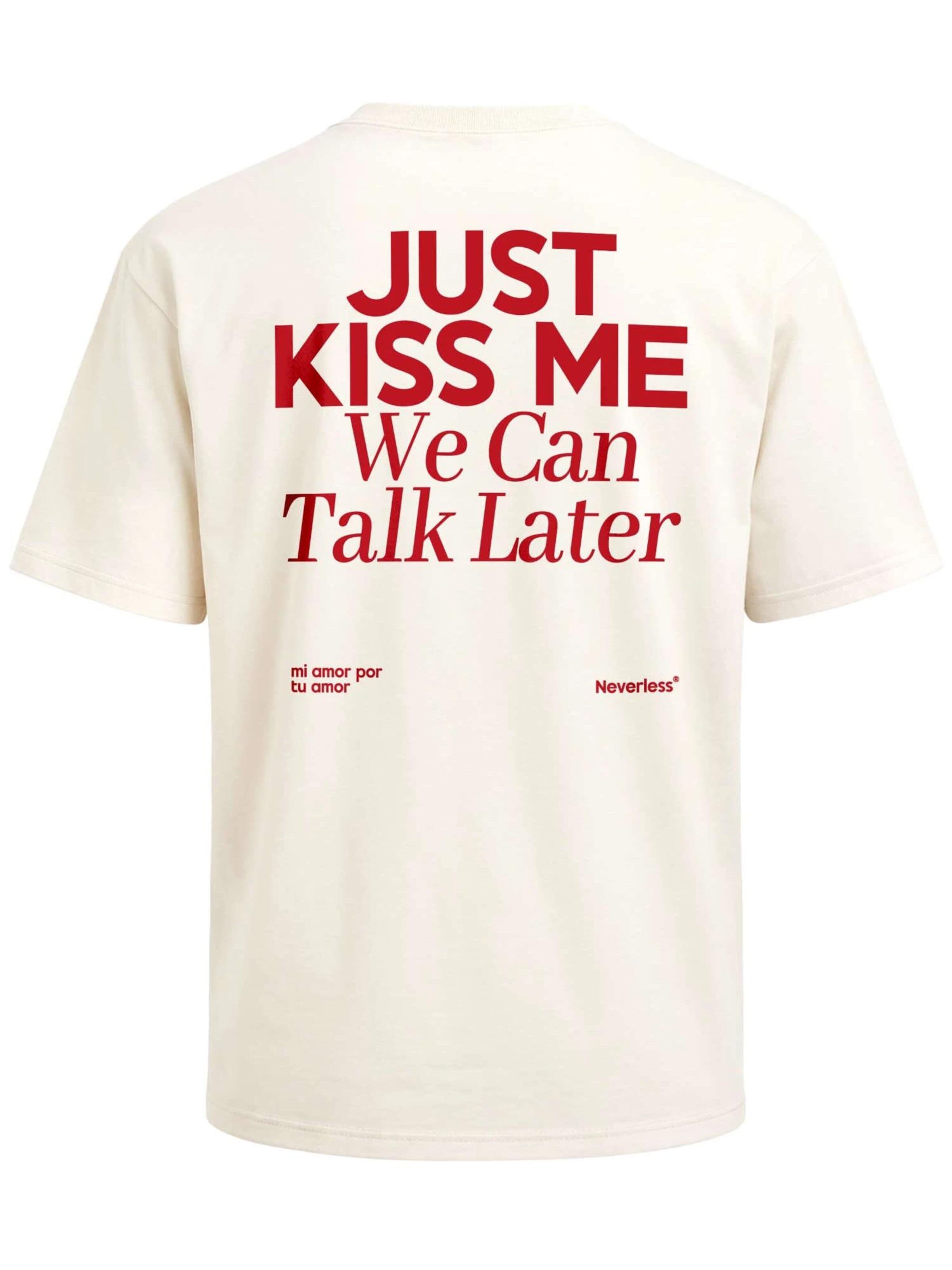 Neverless Shirt 'just kiss me'‌‌‌‌‌‌‌ in Beige: Vorderseite