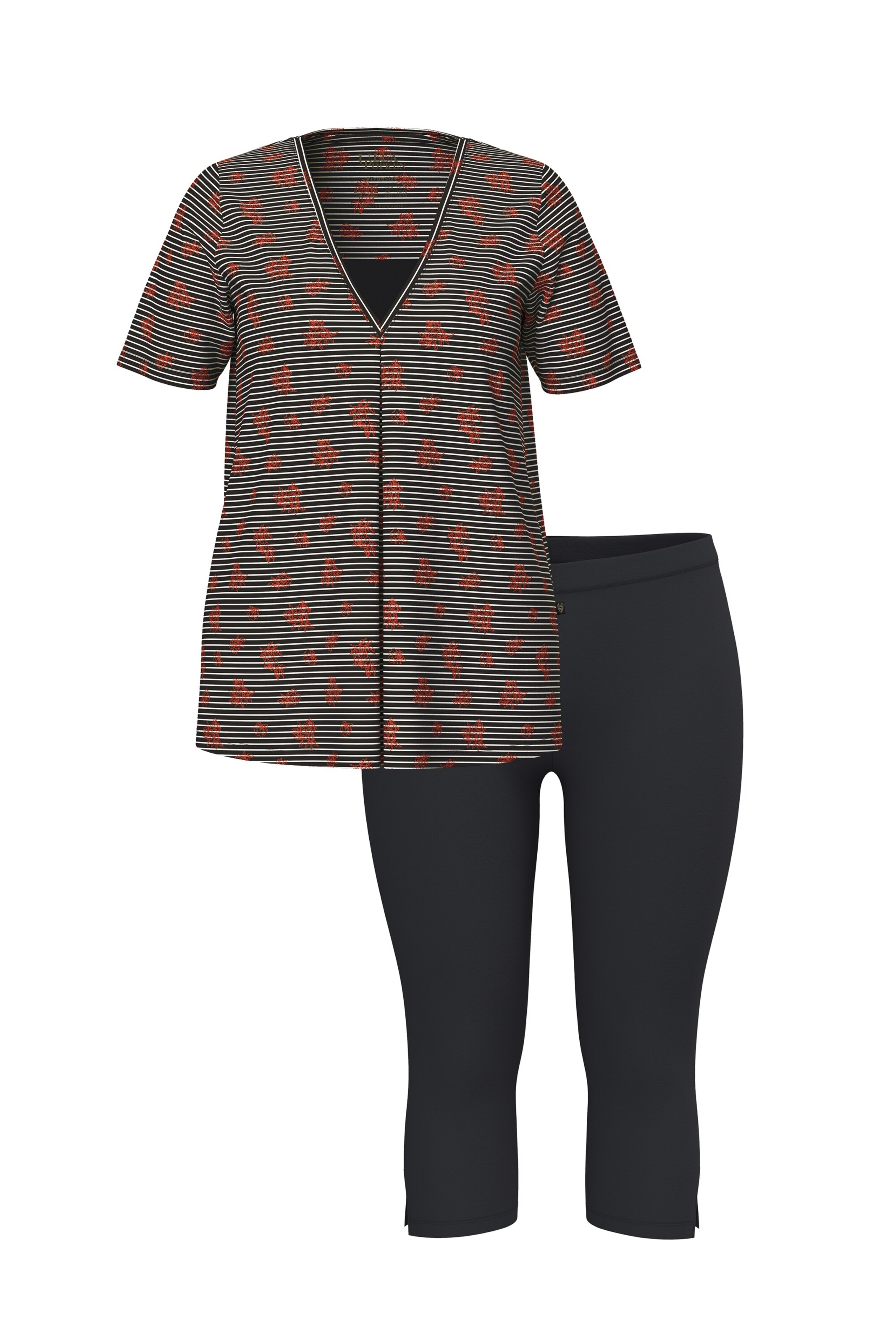 Ulla Popken Pyjama in Schwarz: Vorderseite