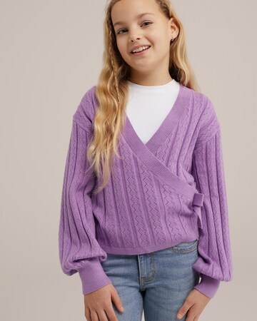 WE Fashion Knit Cardigan in Purple