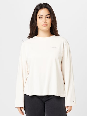 T-shirt Tommy Hilfiger Curve en beige : devant