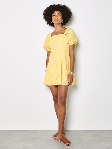Apricot Floral Broderie Mini Dress ' ' in Gelb