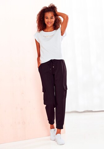 LASCANA Regular Cargo Pants in Black