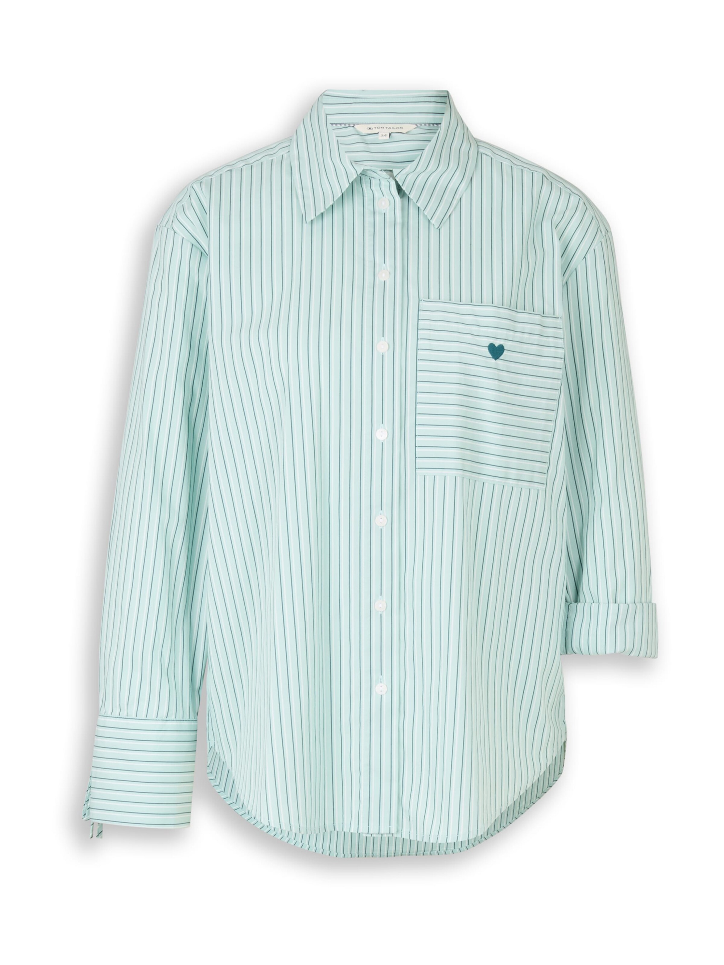 TOM TAILOR Bluse i petroleum / mint / hvid, Produktvisning
