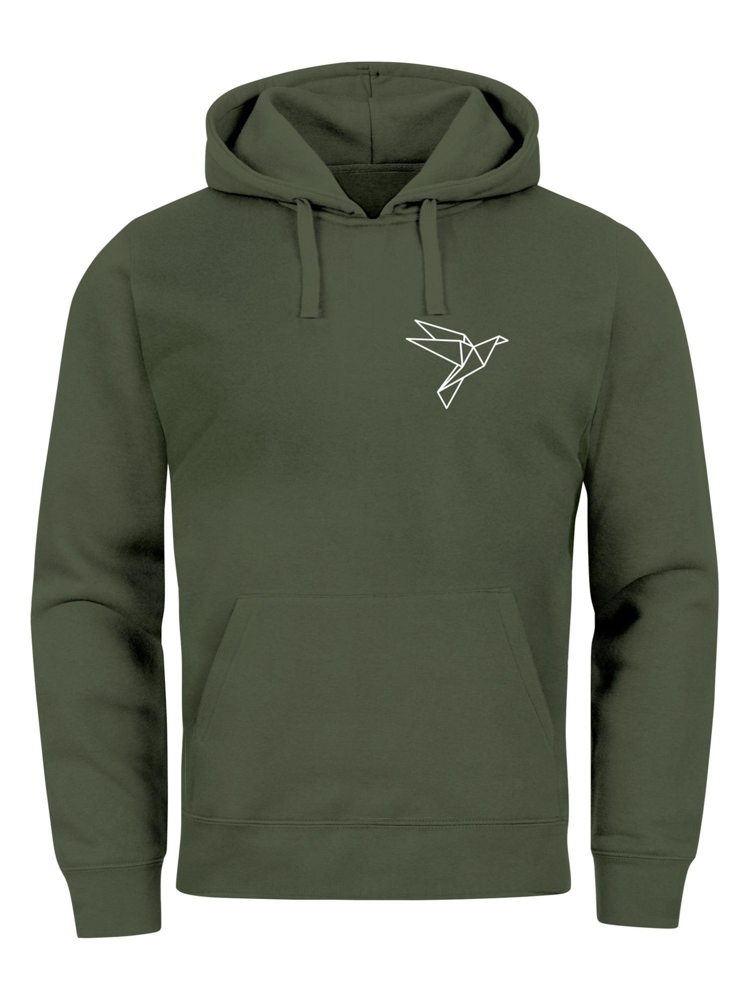 Neverless Sweatshirt 'Origami Vogel' in Green: front