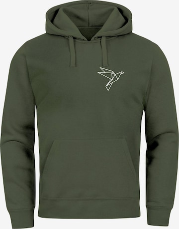 Neverless Sweatshirt 'Origami Vogel' in Green: front