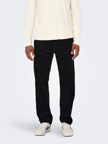 Only & Sons Regular Pants in Black: front