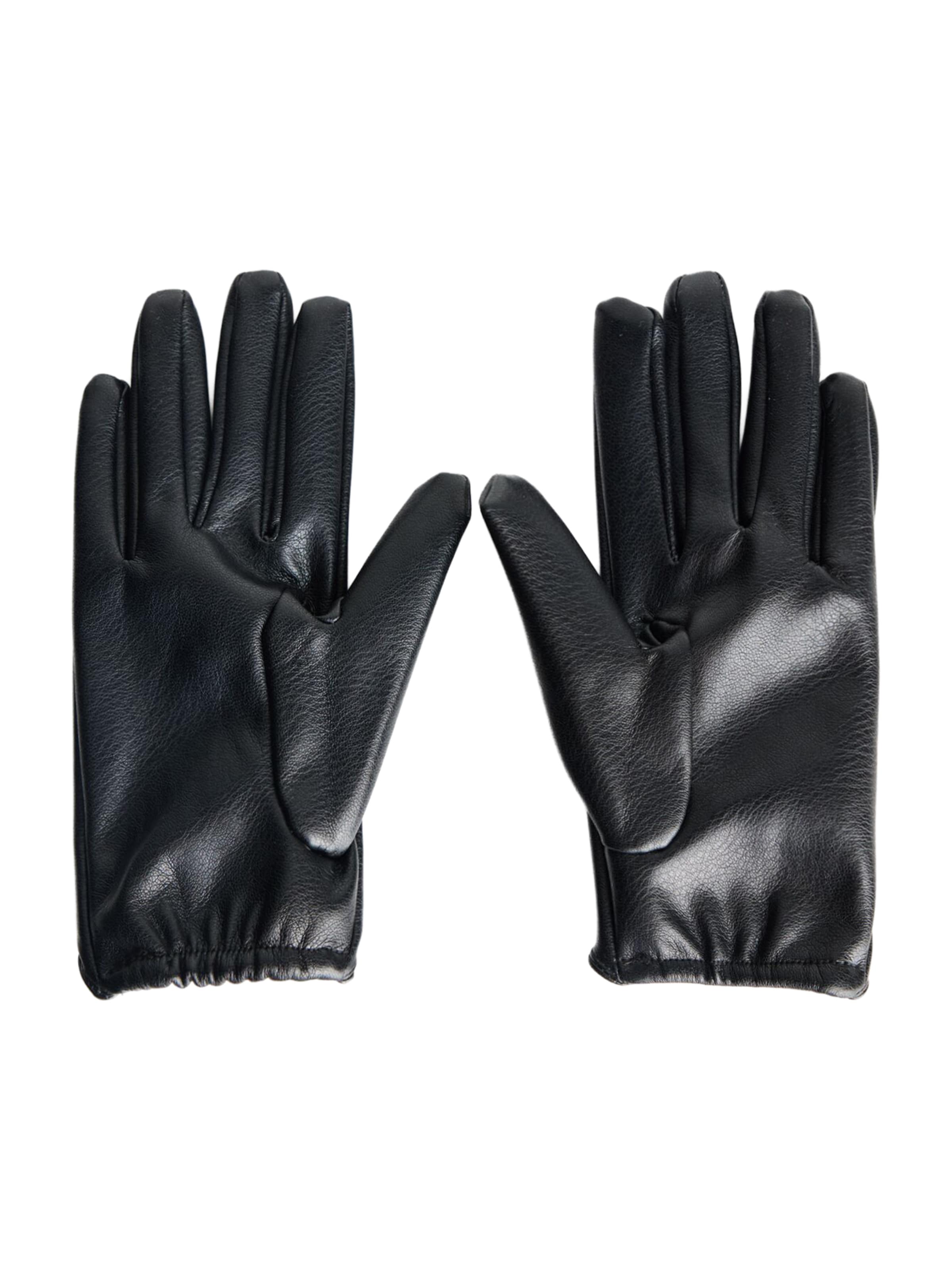 Bershka Full finger gloves in Black: front