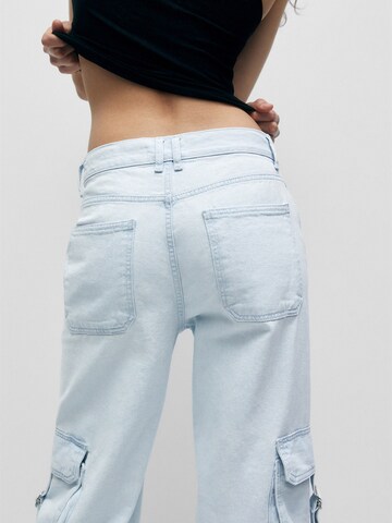 Pull&Bear Wide leg Cargo jeans in Blue