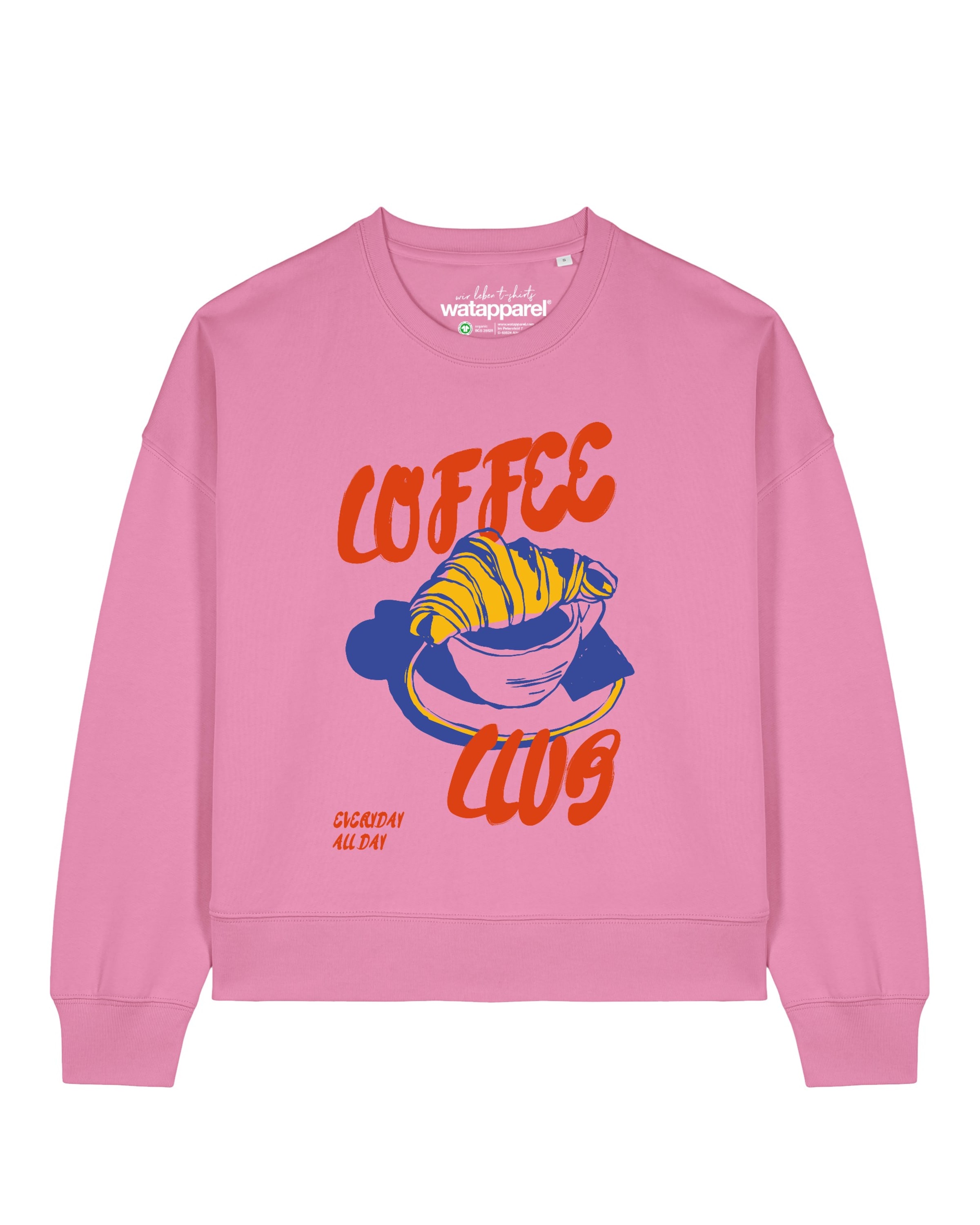 Felpa 'Coffee club ' di Watapparel in rosa: frontale