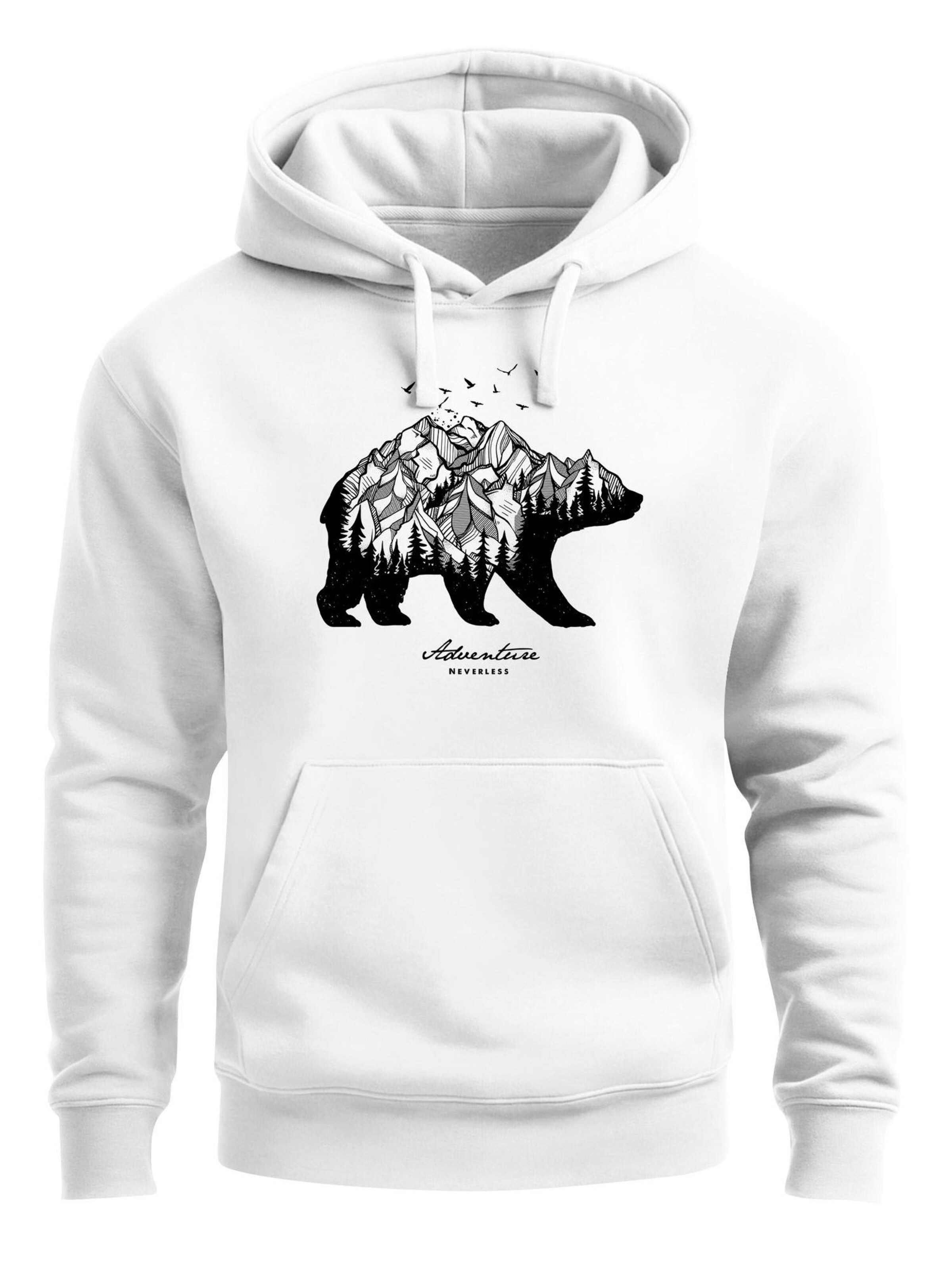Neverless Sweatshirt 'Mountain Bear' in White: front