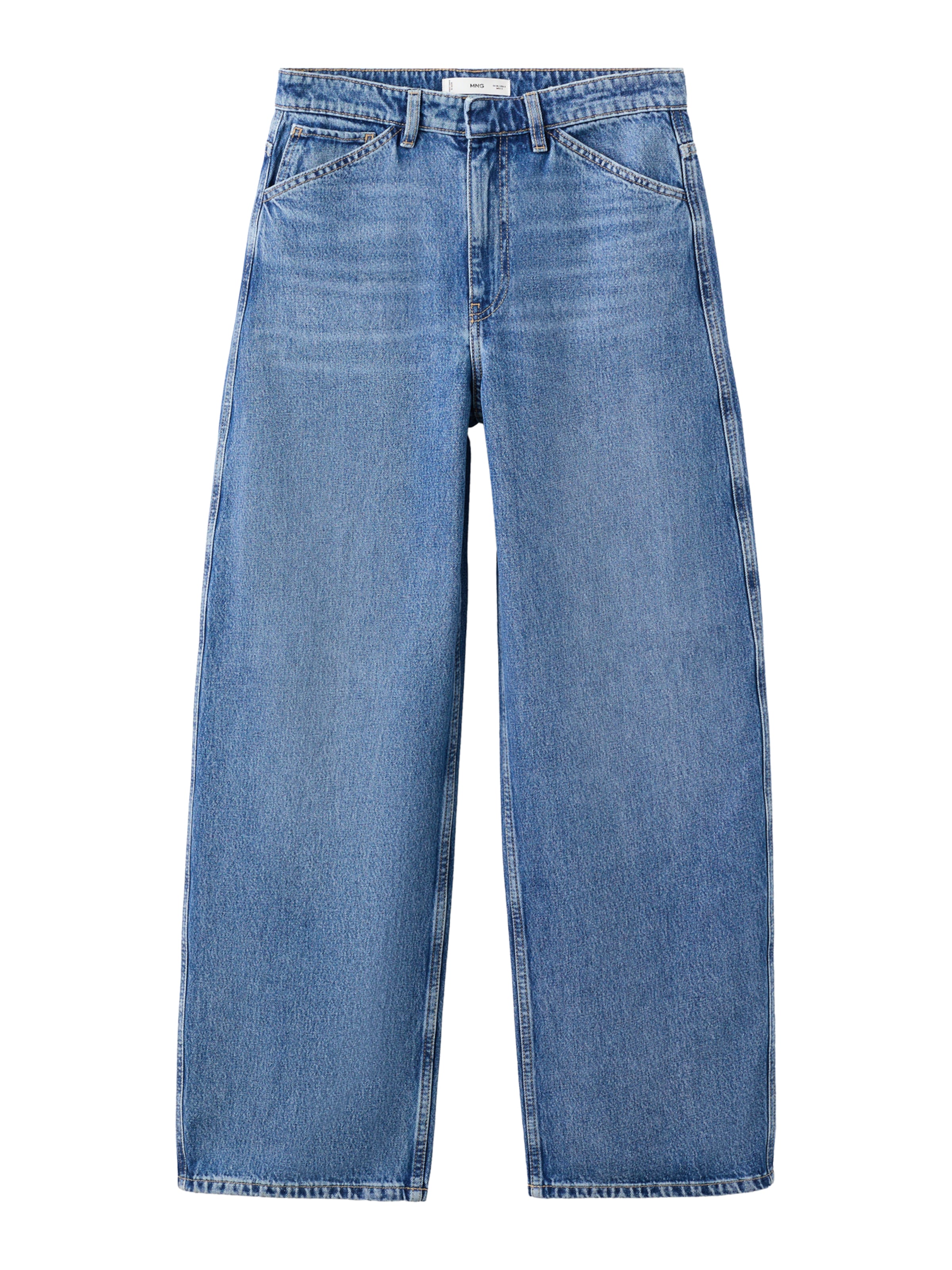 MANGO Barrel Džíny 'BLUES' – modrá: přední strana