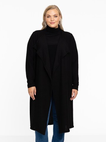 Yoek Knit Cardigan in Black: front