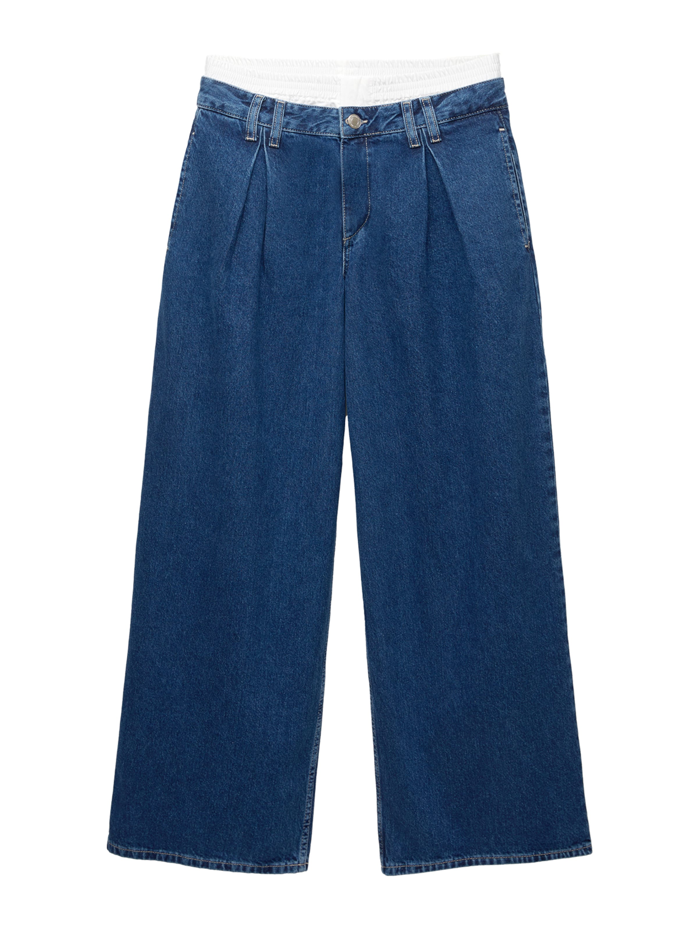 Pull&Bear Loosefit Pressveckade jeans i blå: framsida