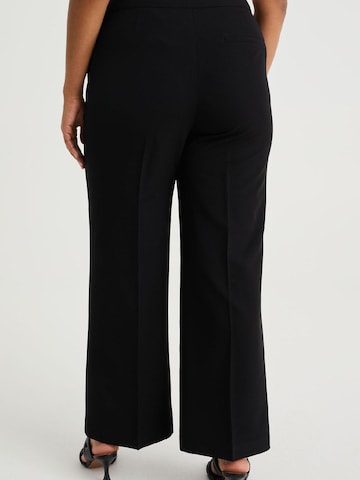 WE Fashion Wide leg Trousers with creases in Black