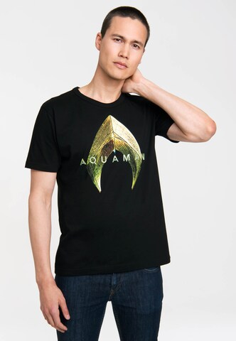 LOGOSHIRT Shirt 'Aquaman' in Zwart: voorkant