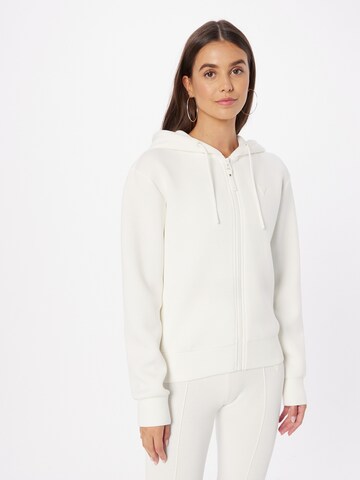 GUESS Athletic Zip-Up Hoodie 'ALLIE' in White: front