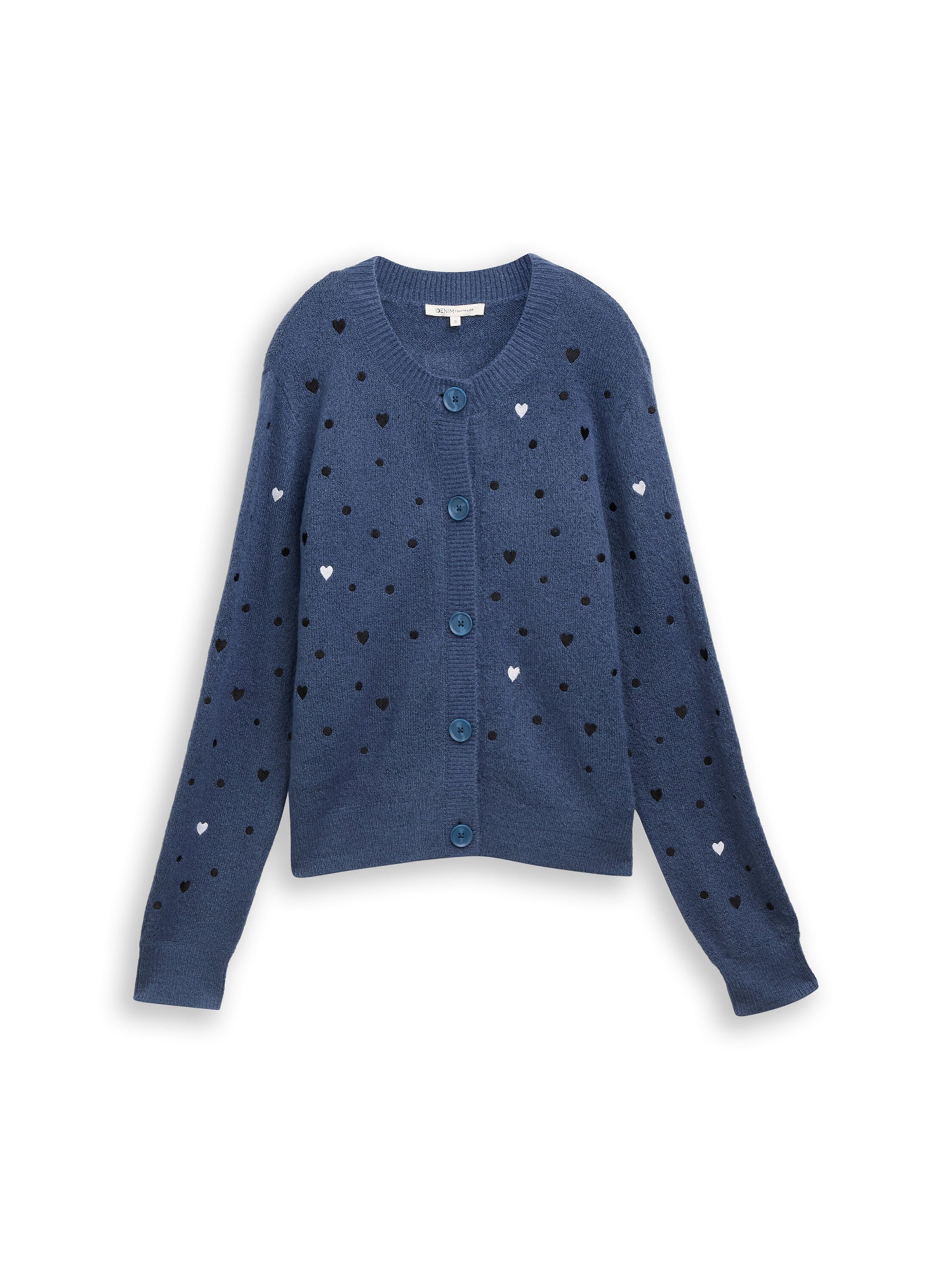 TOM TAILOR DENIM Плетена жилетка в синьо: отпред