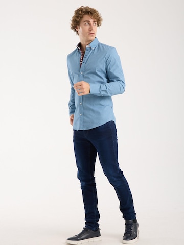 Coupe slim Chemise business 'Donatello Iconic Poplin Stretch Man Shirt Light Blue White' 7Camicie en bleu