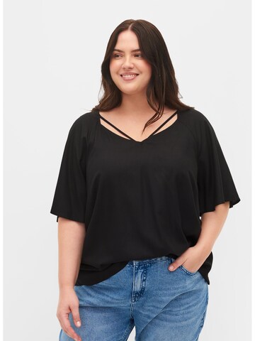 Zizzi Blouse 'Mio' in Zwart: voorkant