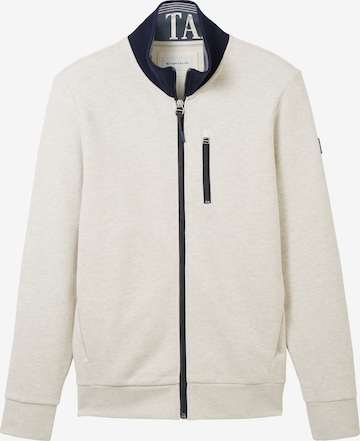 TOM TAILOR Zip-Up Hoodie in Beige: front