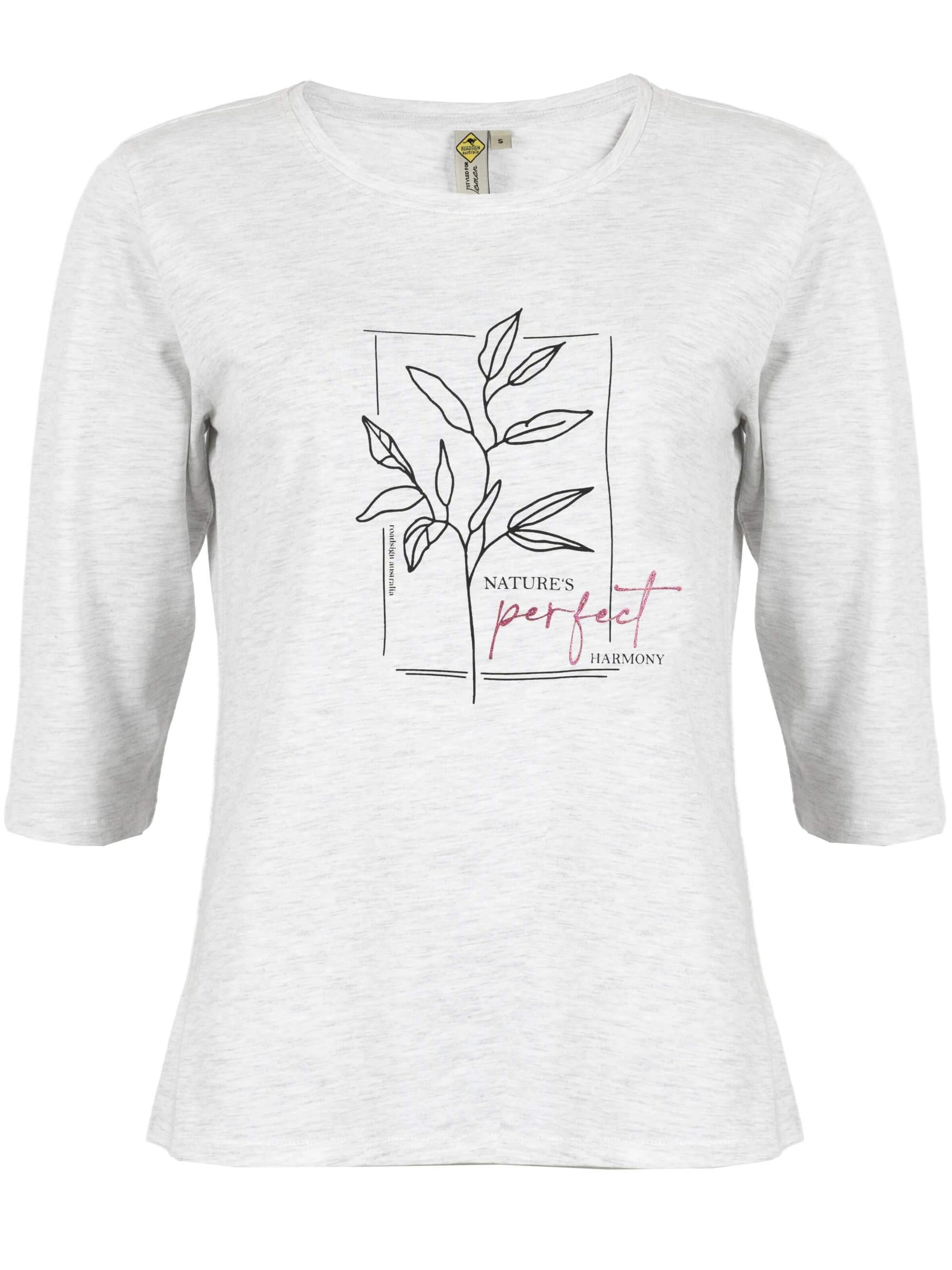 ROADSIGN australia Shirt 'Langarmshirt Harmony mit Print und 3/4-Ärmeln' in Grey: front