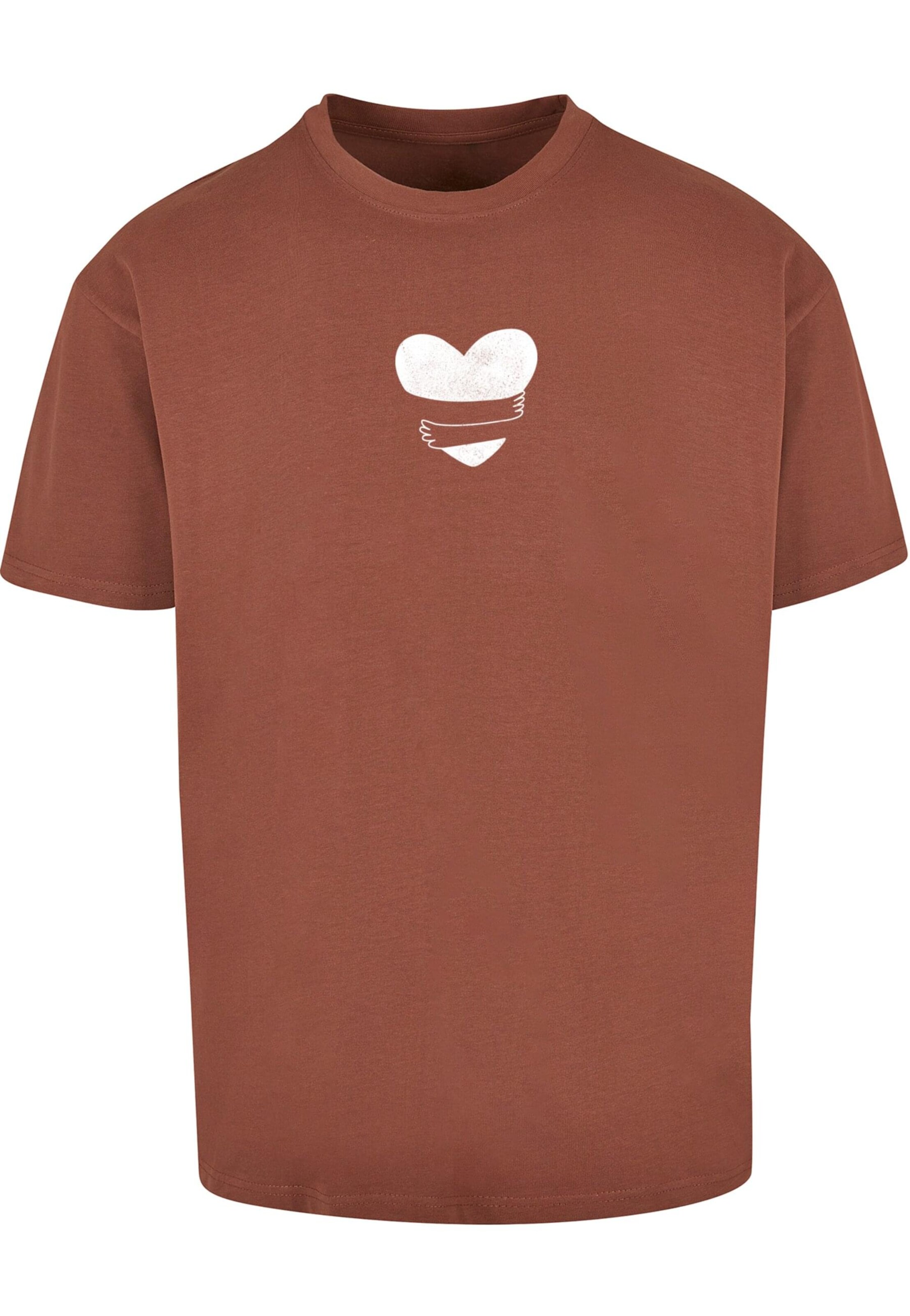 Maglietta 'Hugs & Love - Heart Hug' di Merchcode in marrone: frontale